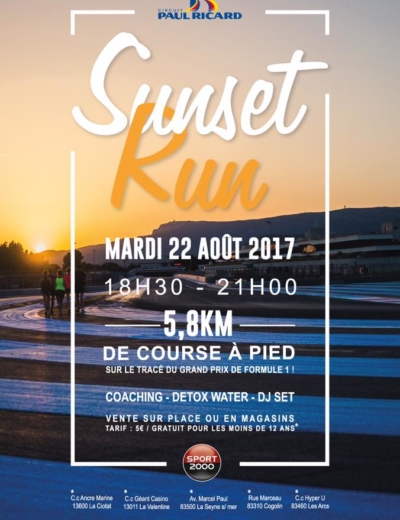 #SUNSETRUN Venez courir sur la piste du Circuit du Castellet